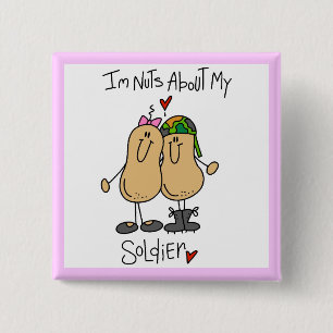 Nuts About My Soldier T-shirts and Gifts 15 Cm Square Badge