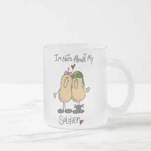 Nuts About My Soldier T-shirts and Gifts Frosted Glass Coffee Mug