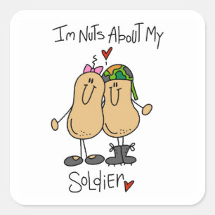 Nuts About My Soldier T-shirts and Gifts Square Sticker