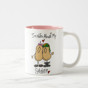 Nuts About My Soldier T-shirts and Gifts Two-Tone Coffee Mug