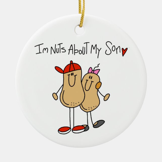 Nuts About My Son T-shirts and Gifts Ceramic Tree Decoration (Front)