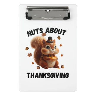 Nuts About Pie – Cute Yarn Squirrel Thanksgiving  Mini Clipboard