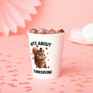 Nuts About Pie – Cute Yarn Squirrel Thanksgiving  Paper Cups