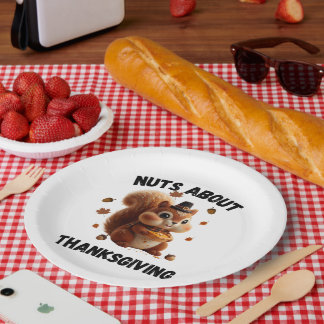 Nuts About Pie – Cute Yarn Squirrel Thanksgiving  Paper Plate