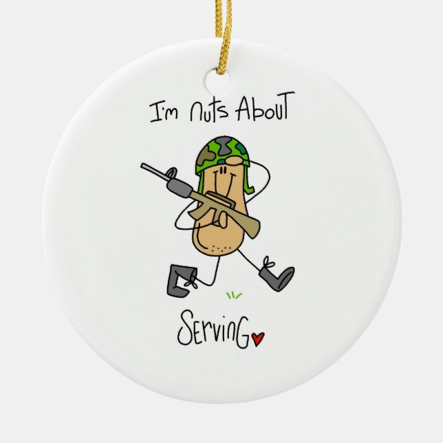Nuts About Serving T-shirts and Gifts Ceramic Tree Decoration (Front)