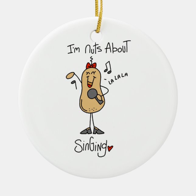 Nuts About Singing T-shirts and Gifts Ceramic Tree Decoration (Front)
