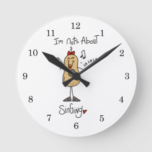 Nuts About Singing T-shirts and Gifts Round Clock