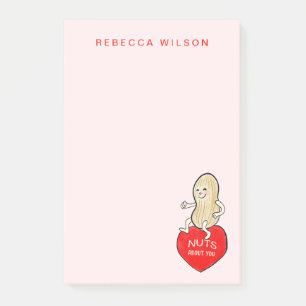 Nuts About You Custom Personalised Valentine Pink Post-it Notes