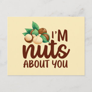 Nuts About You Cute Love Pun Funny Valentine's Day Postcard