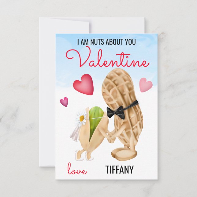 Nuts About You Funny Pun Couple Valentine Card (Front)