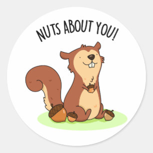 Nuts About You Funny Squirrel Pun  Classic Round Sticker