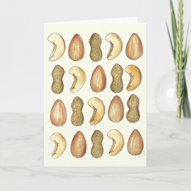 Nuts About You Peanut Cashew Almond Love Valentine Holiday Card (Front)
