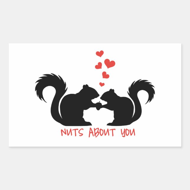 Nuts about you, squirrels in love rectangular sticker (Front)