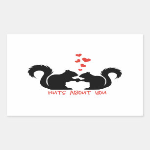 Nuts about you, squirrels in love rectangular sticker