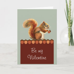 Nuts about You Valentine Day Squirrel Art Holiday Card