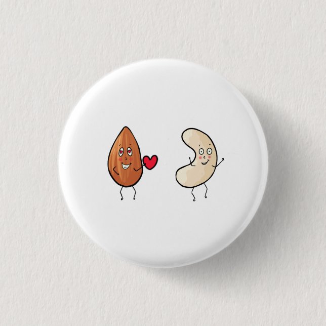 Nuts, almond and cashew nut theme 3 cm round badge (Front)