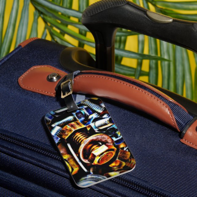 Nuts and Bolts Pop Art Luggage Tag (Front Insitu 1)
