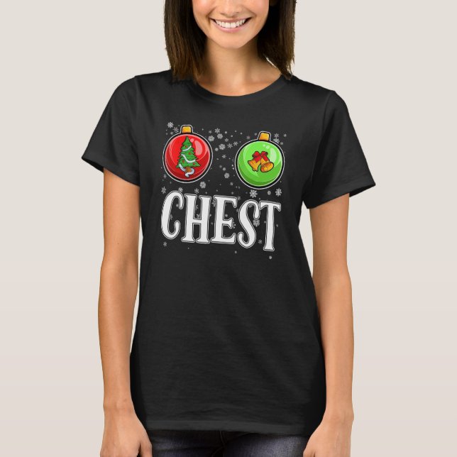Nuts Chest Christmas Funny Matching Couple Chestnu T-Shirt (Front)