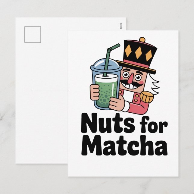 Nuts For Matcha Christmas Nutcracker Matcha Drink Holiday Postcard (Front/Back)