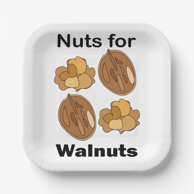 Nuts For Walnuts Funny Party Paper Plate (Front)