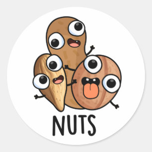 Nuts Funny Nutty Food Pun  Classic Round Sticker