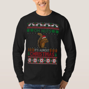 Nuts It's Christmas Funny Squirrel Santa Hat Ugly T-Shirt