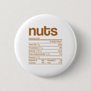 Nuts Nutrition Facts Funny Thanksgiving Christmas  6 Cm Round Badge