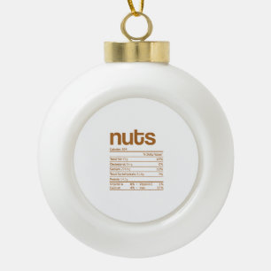 Nuts Nutrition Facts Funny Thanksgiving Christmas Ceramic Ball Christmas Ornament