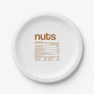 Nuts Nutrition Facts Funny Thanksgiving Christmas  Paper Plate