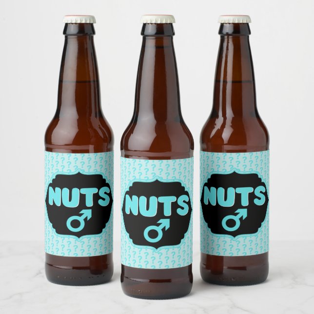 Nuts or No Nuts Pink|Blue Gender Reveal Funny Beer Bottle Label (Bottles)