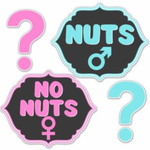 Nuts or No Nuts Pink Blue Gender Reveal Sticker