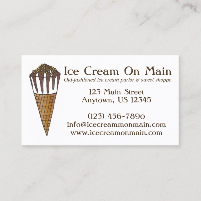 Nutty Buddy Chocolate Ice Cream Sweet Shoppe Cone Business Card (Front)