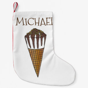 Nutty Chocolate Vanilla Ice Cream Cone Foodie Small Christmas Stocking