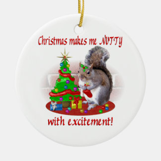 Nutty Christmas Squirrel Ceramic Tree Decoration