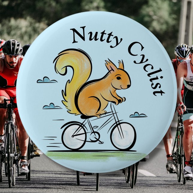 Nutty Cyclist, Squirrel on a bike, cycle animal 6 Cm Round Badge (Creator Uploaded)