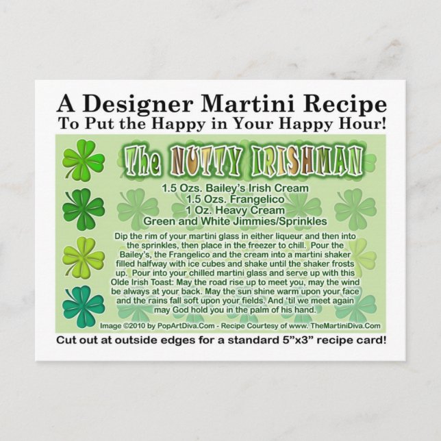 Nutty Irishman St. Patrick's Day Martini Card (Front)