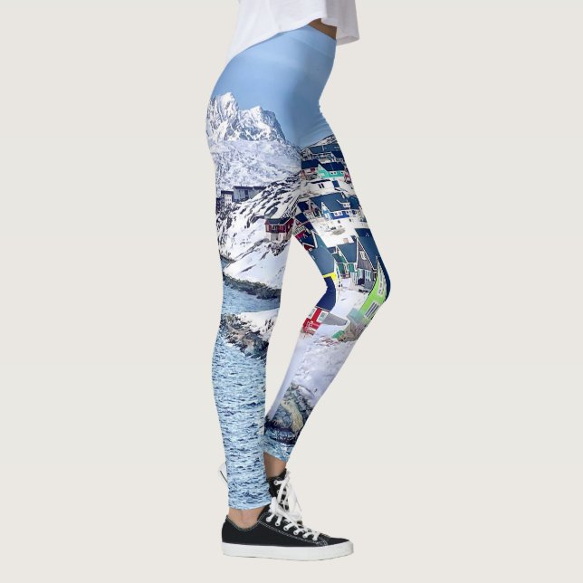 Nuuk Greenland Colourful Houses Arctic Scenery  Leggings (Right)