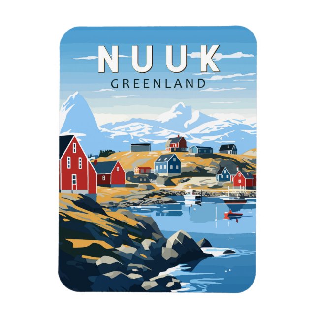 Nuuk Greenland Travel Art Vintage Magnet (Vertical)