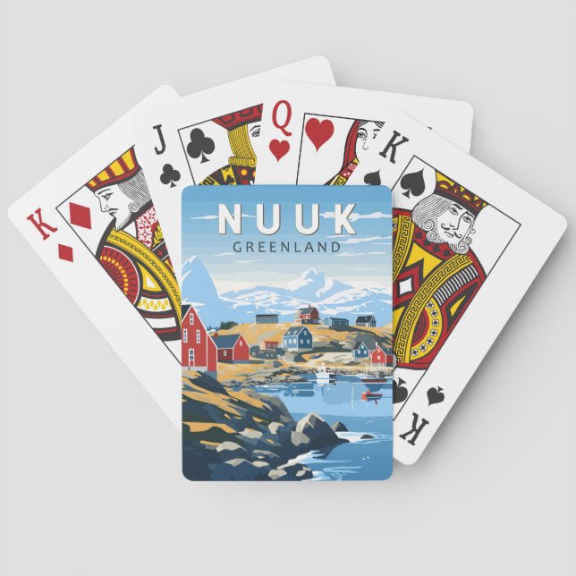 Nuuk Greenland Travel Art Vintage Playing Cards (Back)