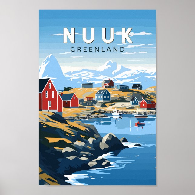 Nuuk Greenland Travel Art Vintage Poster (Front)