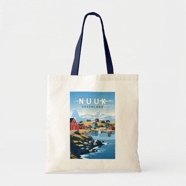 Nuuk Greenland Travel Art Vintage Tote Bag (Front)