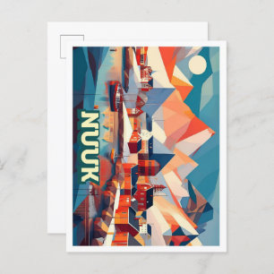 Nuuk Greenland Travel artistic colourful Postcard