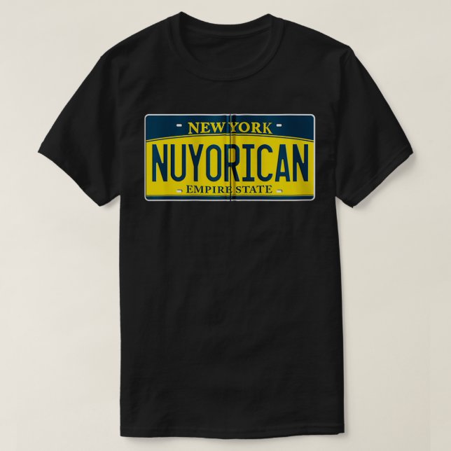 Nuyorican Puerto Rican NY New York US License Plat T-Shirt (Design Front)
