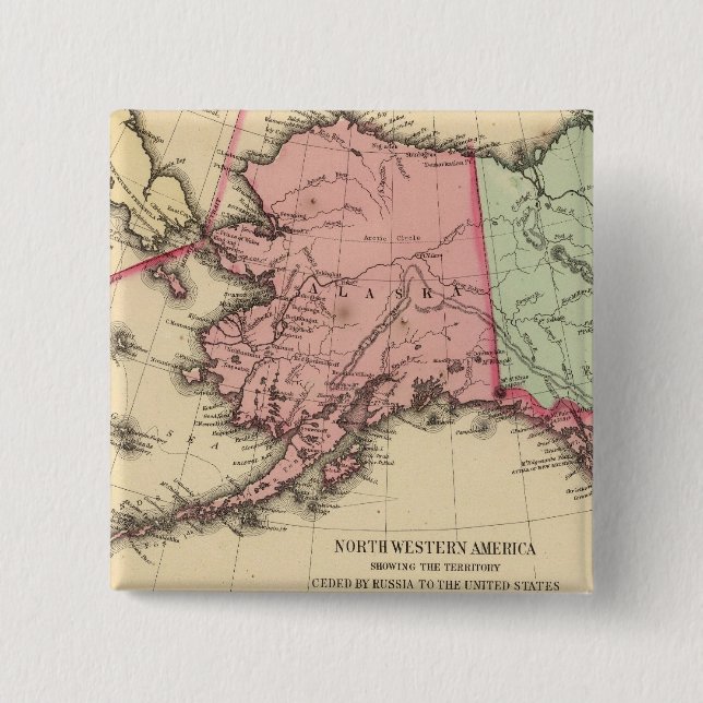NW America Map by Mitchell 15 Cm Square Badge (Front)