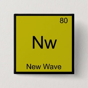 Nw - New Wave Funny Chemistry Element Symbol Tee 15 Cm Square Badge