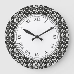 NY Art Deco Metropolitan Modern Black and White Large Clock