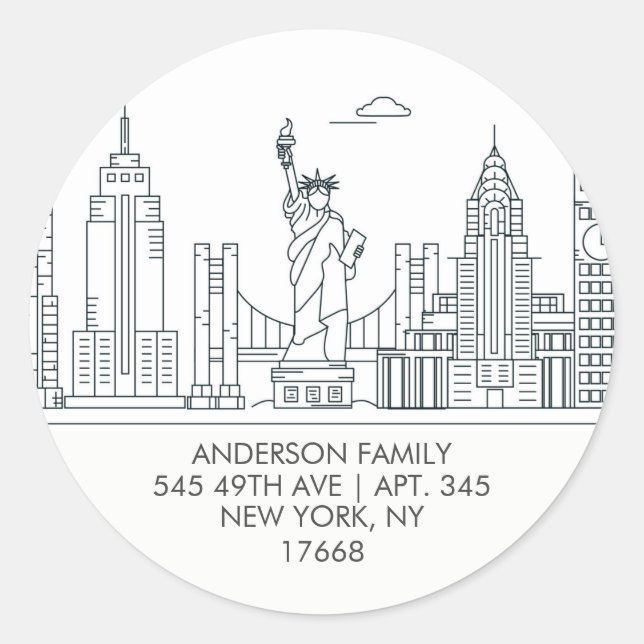 NY CITY APARTMENT | New Home Address Label Sticker (Front)