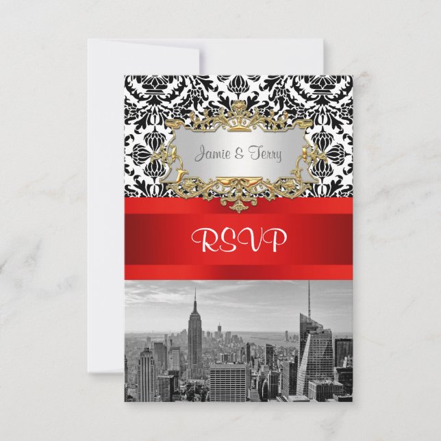 NY City Skyline BW 432 Damask  RSVP 1 (Front)