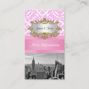 NY City Skyline BW D4P Pink Damask Enclosure Card