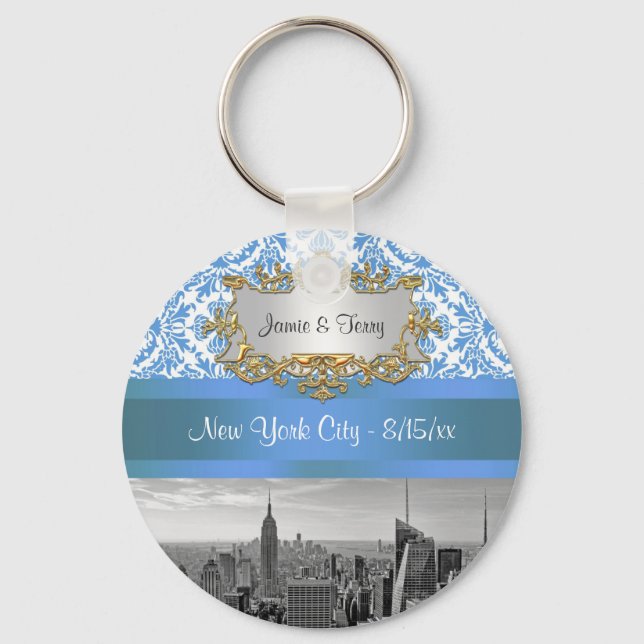 NY City Skyline D4 Customizable Invitation Suite Key Ring (Front)